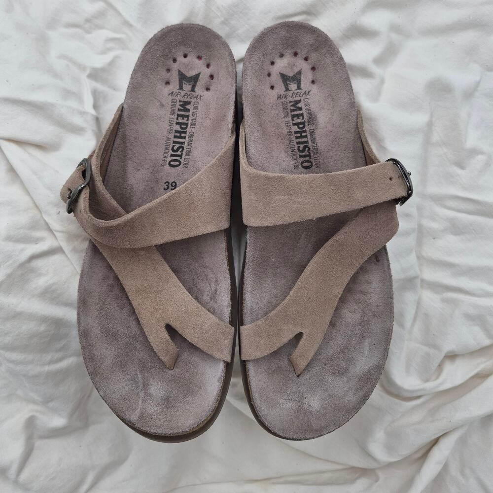 Mephisto Helen sandals beige suede leather Slip-on Women's Size 39 US 9